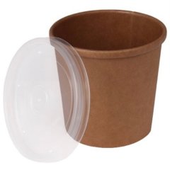Контейнер с пластиковой крышкой Крафт 340 мл ECO SOUP 12С E